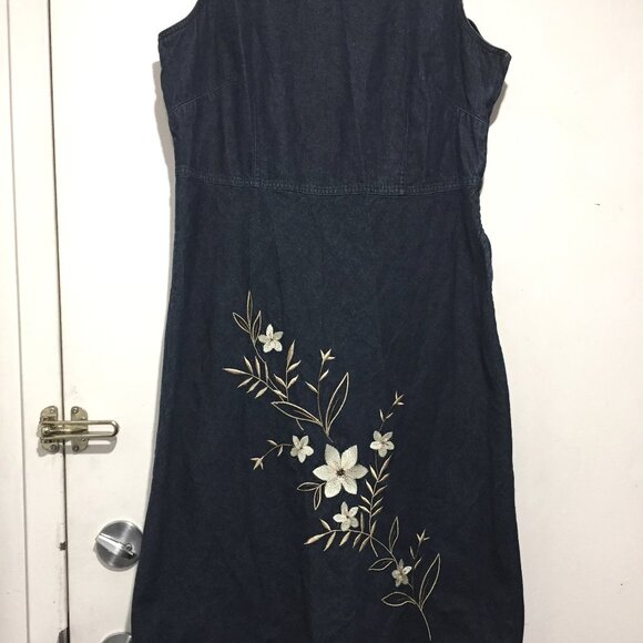 VINTAGE LIZ CLAIBORNE DENIM DRESSES SIZE 14 - Picture 1 of 6